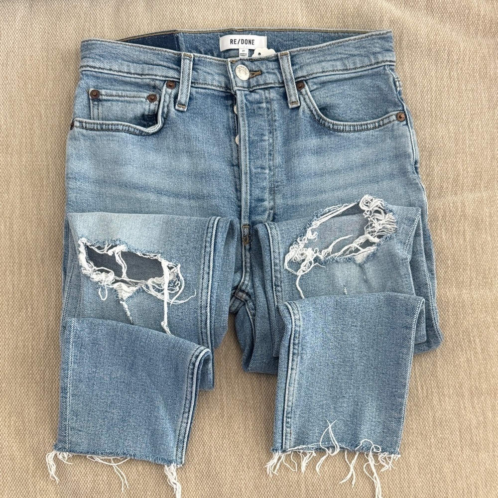 Re/Done womens Blue Distressed Jeans
